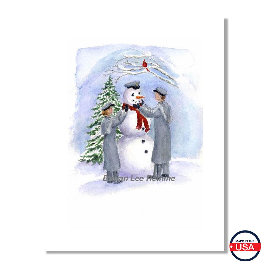 Cadets With Snowman Unframed Print