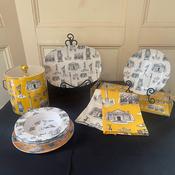 Toile Tea Towel GOLD